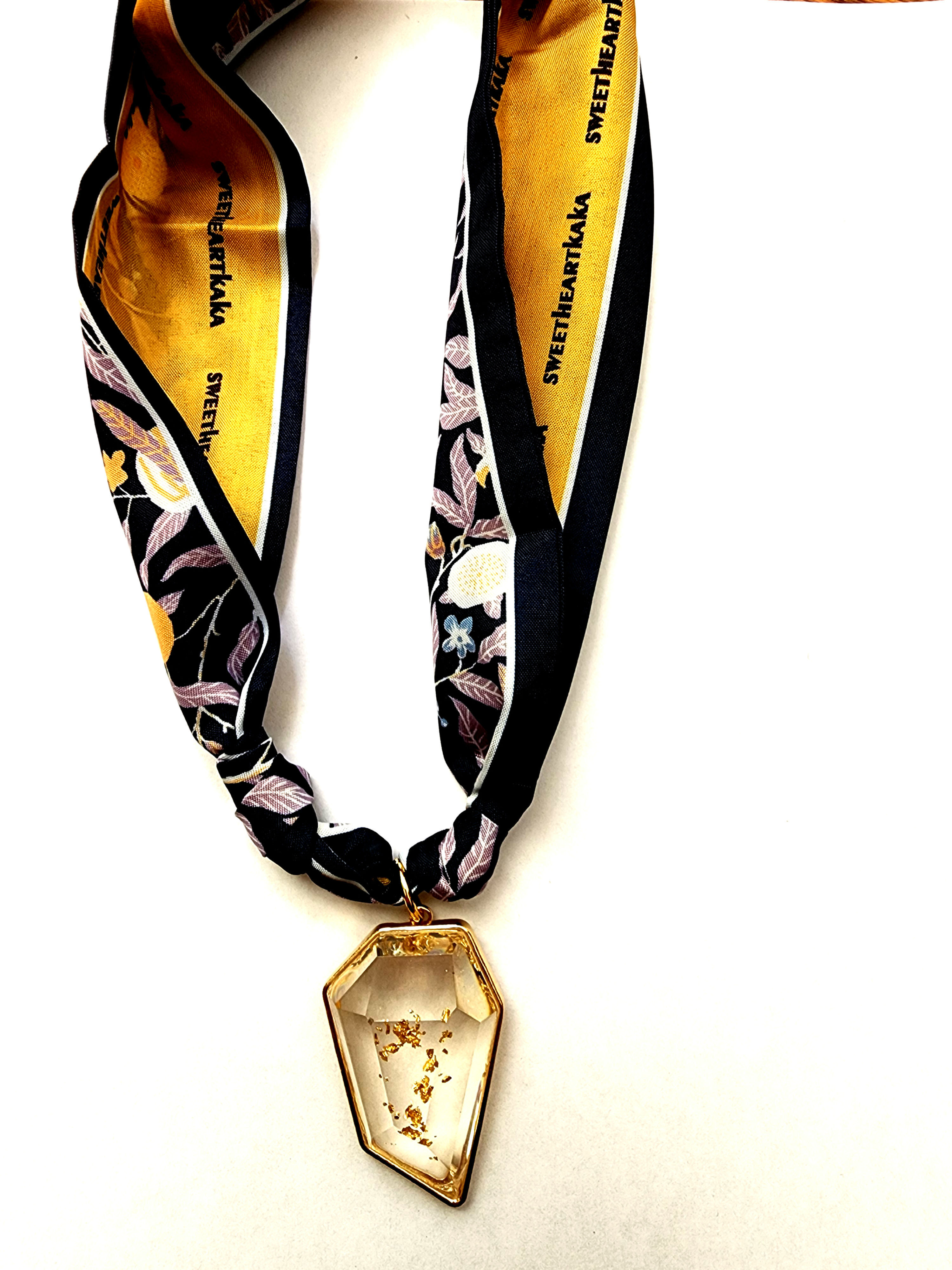 #17 Navy/Gold Scarf Necklace 