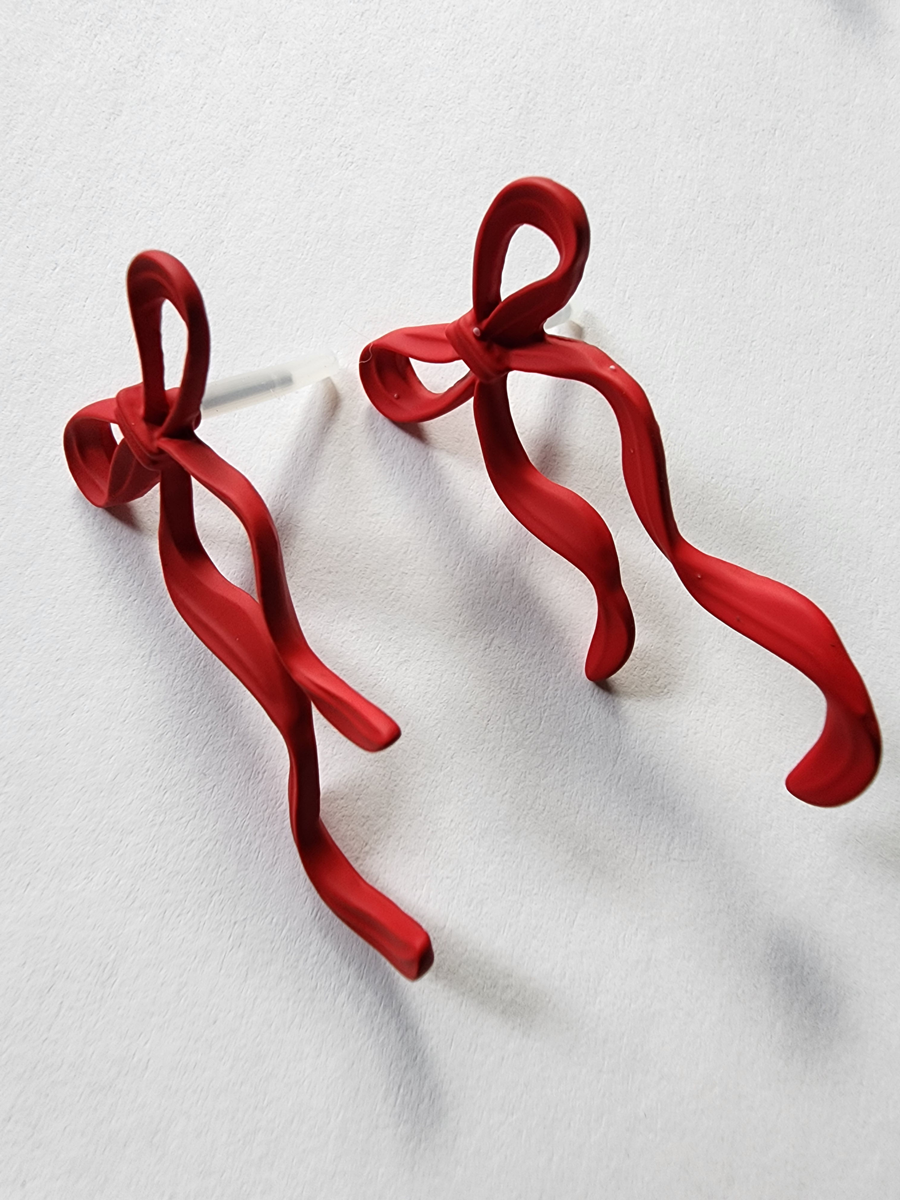 #33. Red Bow Post Earrings