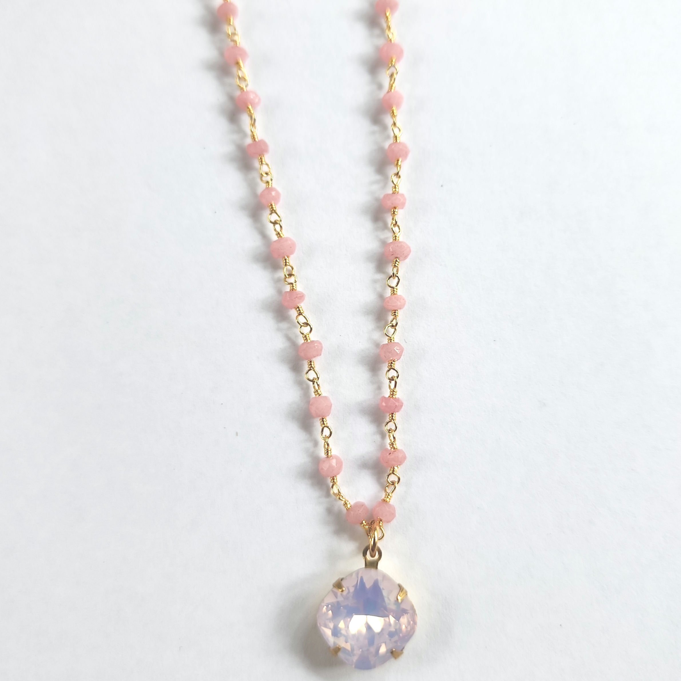 #57 16" Pink Rosary chain necklace 