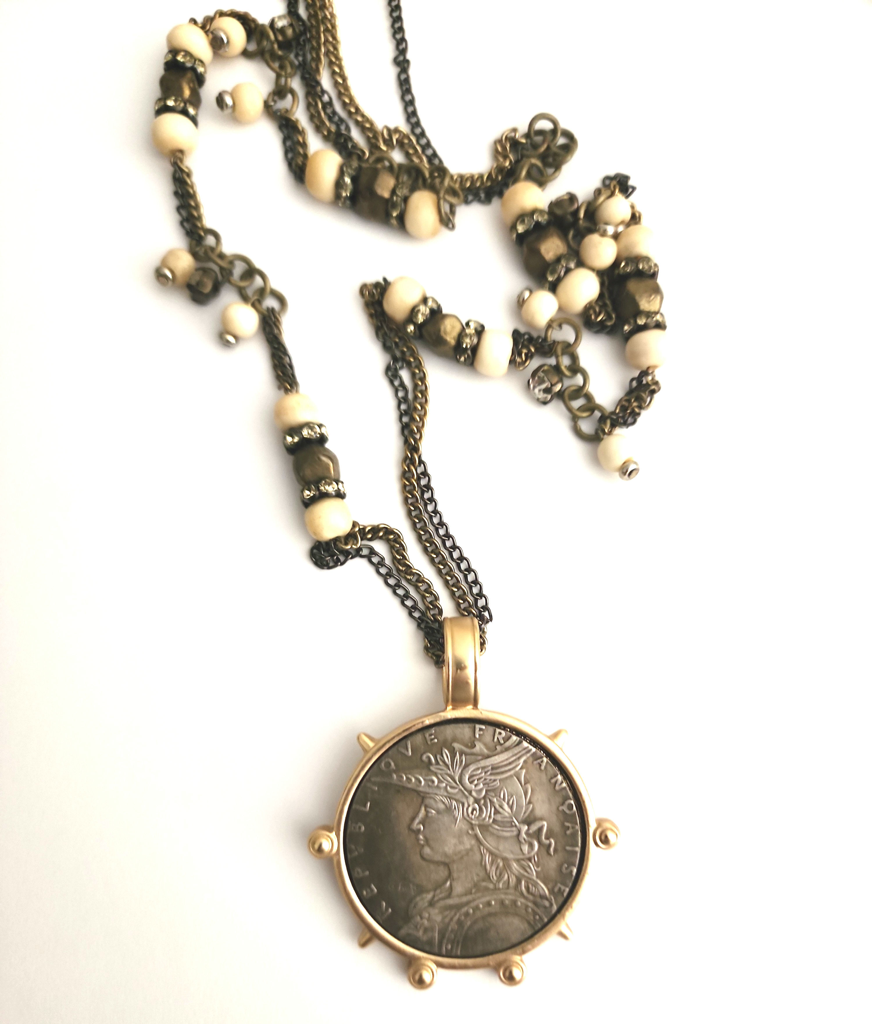 #21   30" Long Reproduction Coin Necklace 