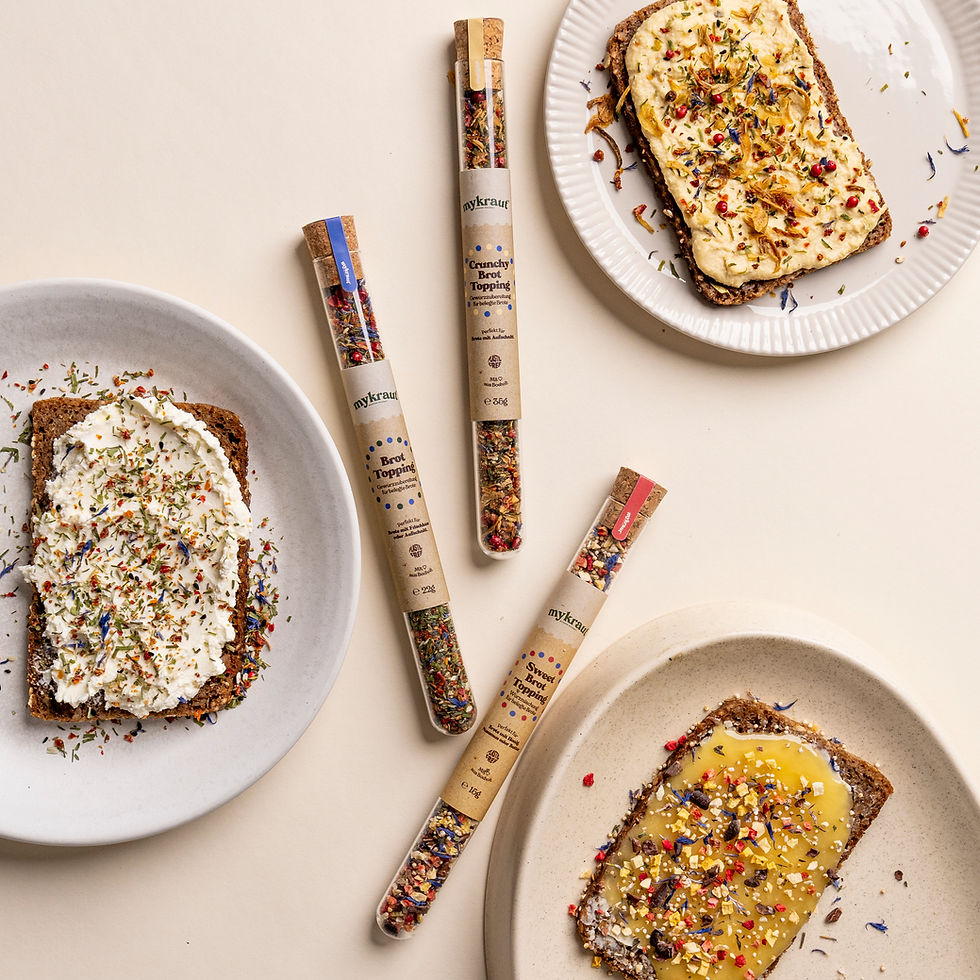 Zu den beliebtesten Mischungen bei Mykrauts gehören die Brottoppings.