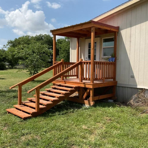 6' x 8' Stained Finish Porch with Low Rise Steps (deck with roof) | APB