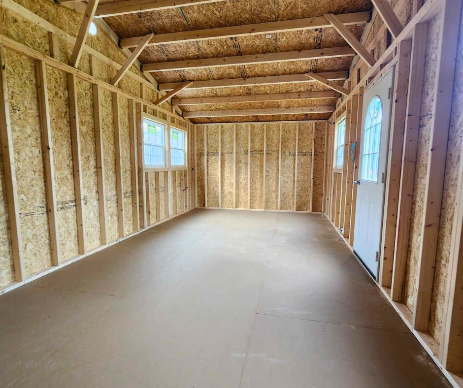 Thumbnail: 12' x 24' Derksen Side Gable Utility Storage Shed Interior view