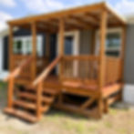 8x12 stained portable porch with standard roof and steps in Texas
