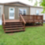 12x20 stained portable deck with 6 foot wide steps for mobile homes in Texas