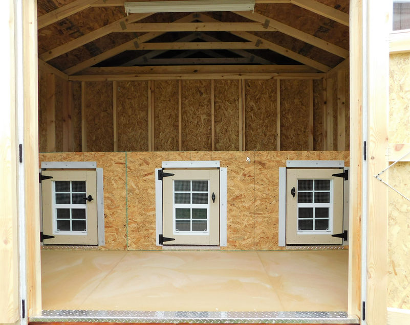 Interior view of triple run dog kennel suites.
