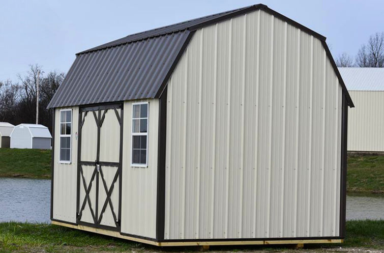 10x16 Lofted Barn storage shed featuring Z-Metal siding