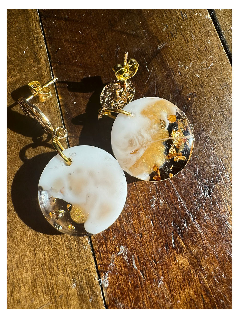 Thumbnail: Amber Swirl Resin Earrings with 18K Gold-Plated Oval Studs
