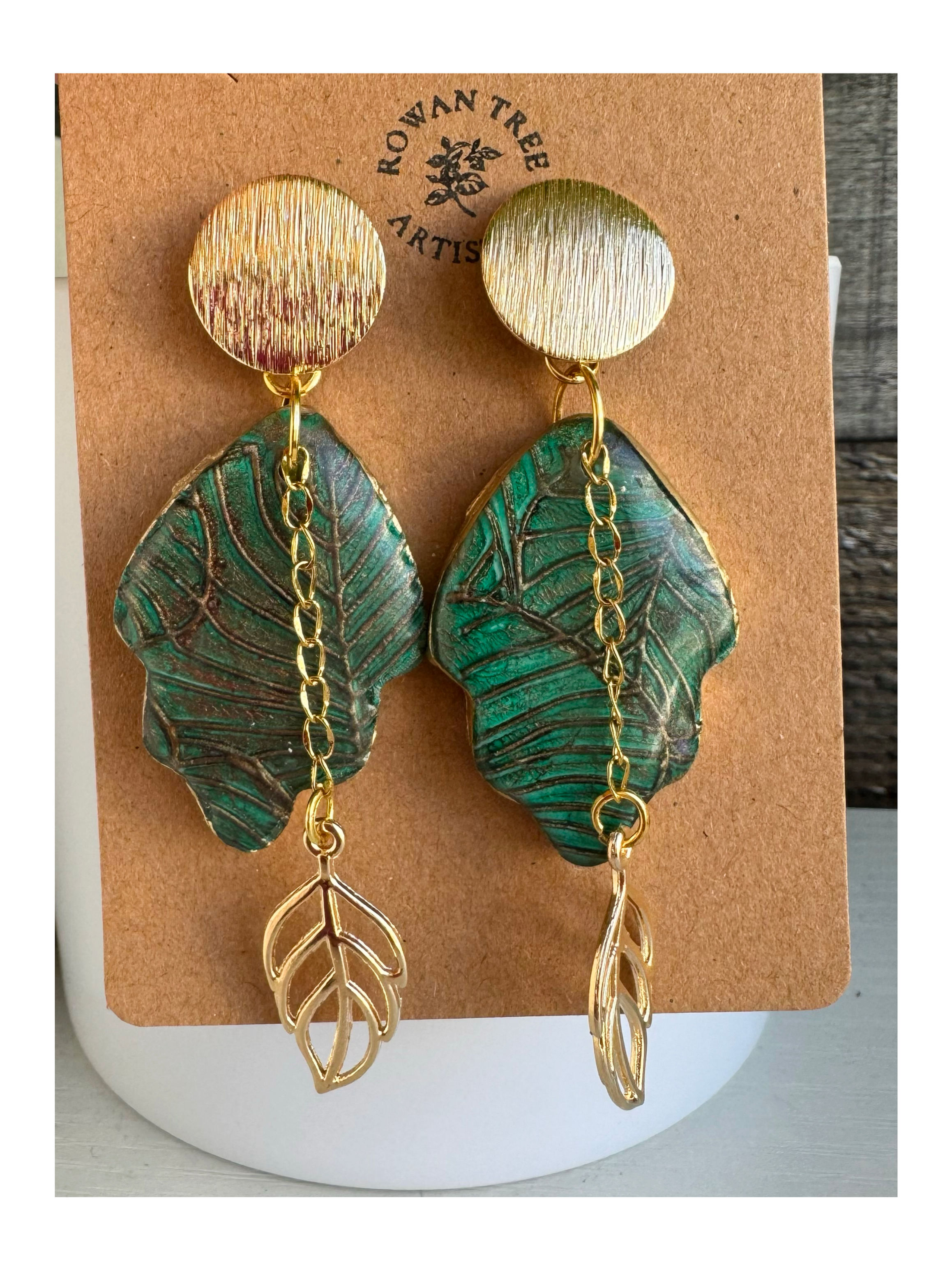 Leaf Impressions Polymer Clay Earrings