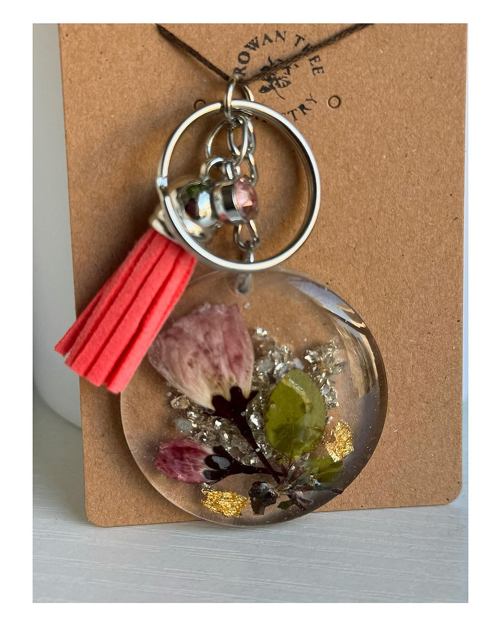 Coral Tassel Resin Keychain