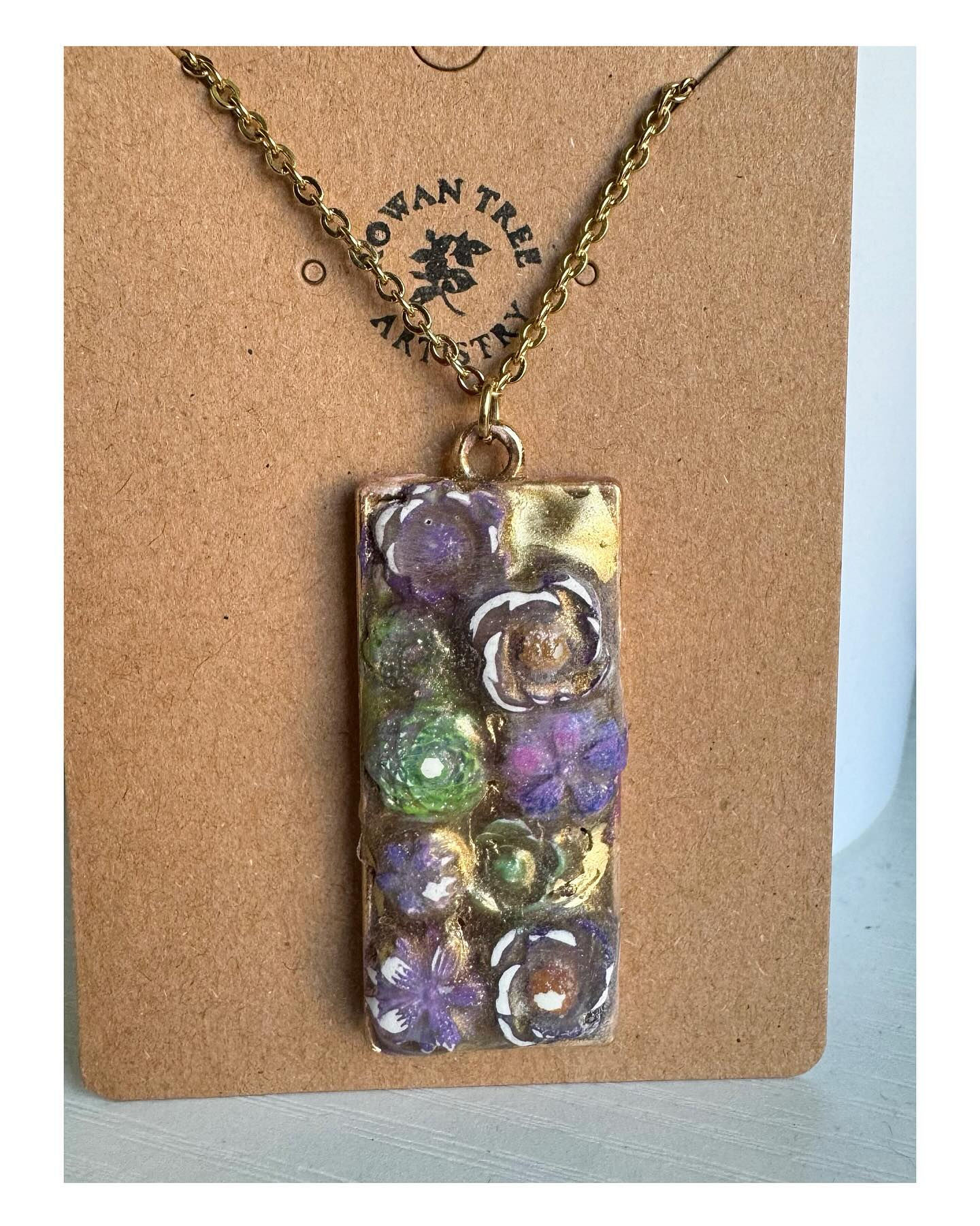 Gilded Blossom Polymer Clay Necklace