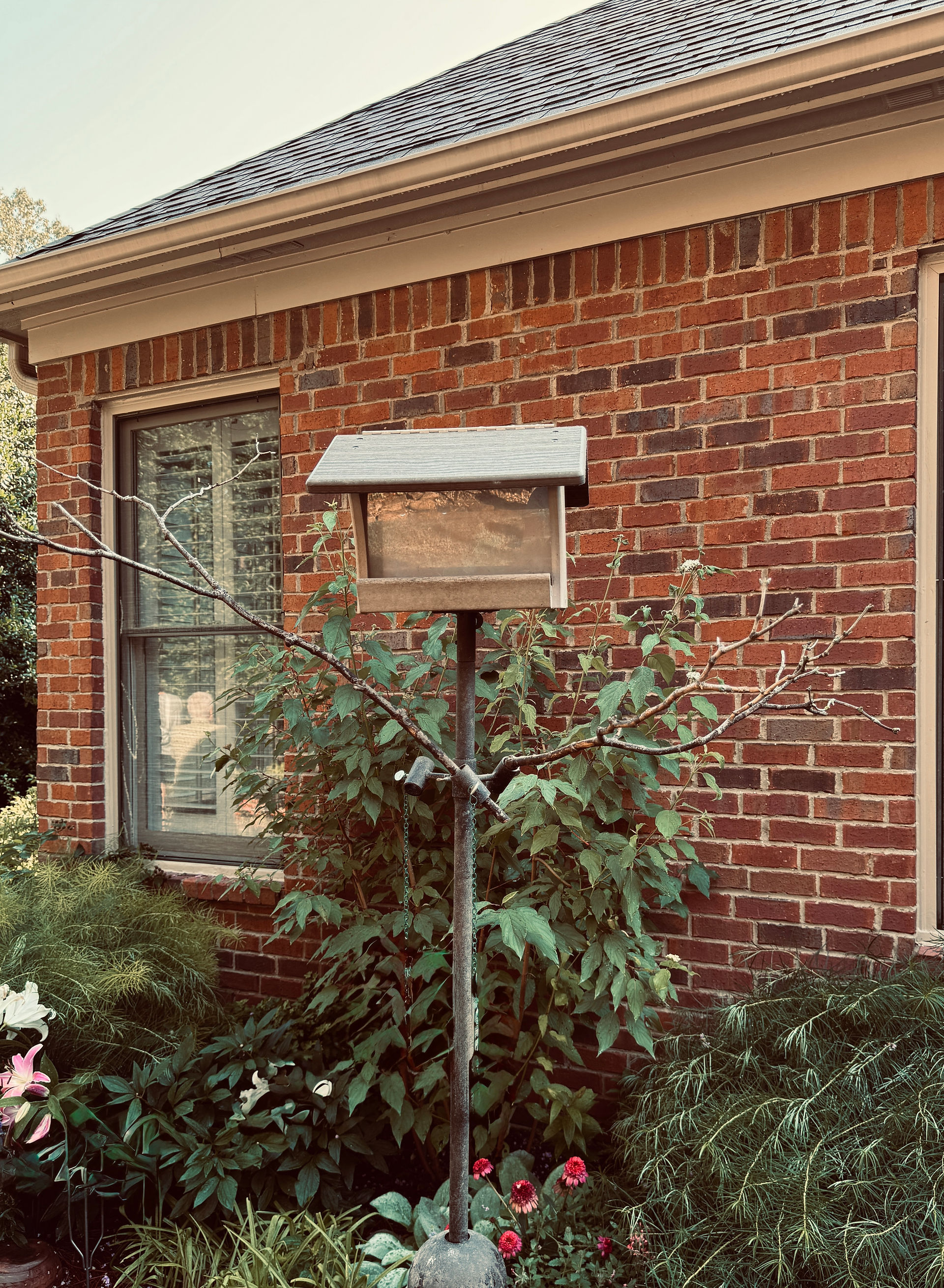 bird feeder brick house