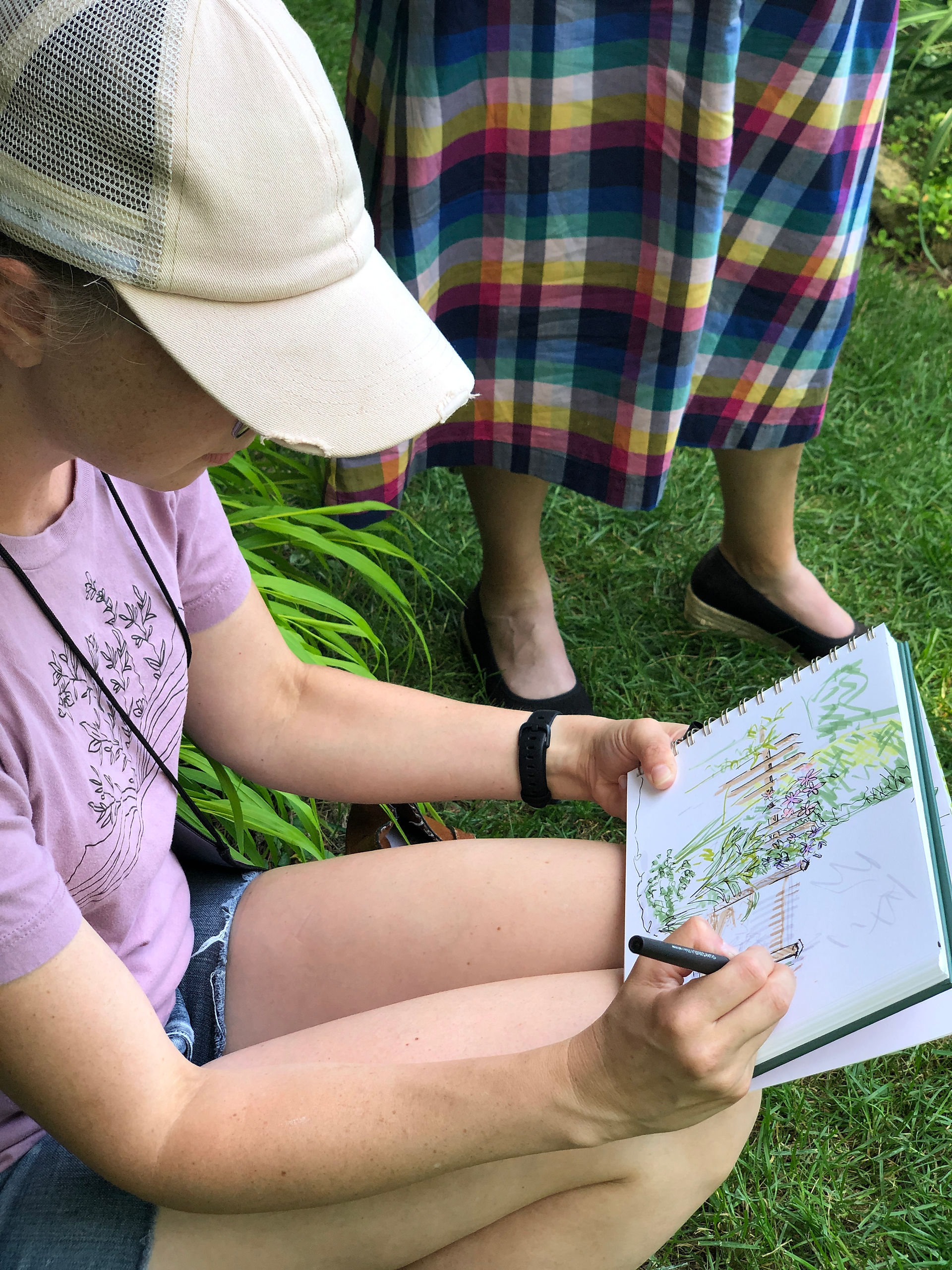 garden designer sketching