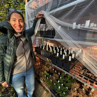 woman showing off her plants