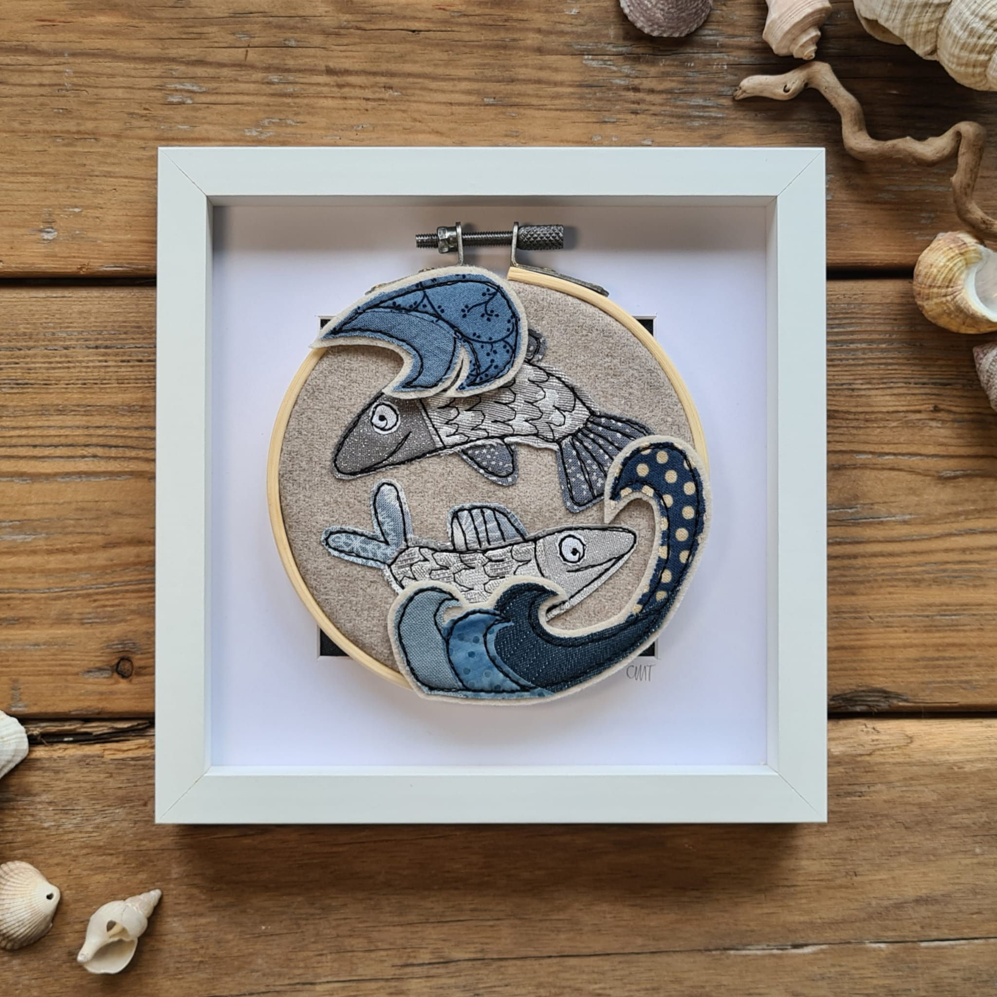 Swimming Fish Embroidery Hoop Picture-Small