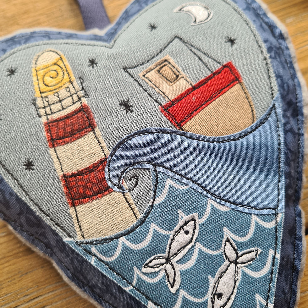 Thumbnail: Lighthouse & Little Boat Large Textile Heart