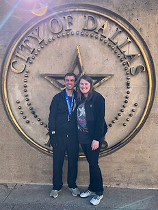 Shane and his wife after a race in downtown Dallas.