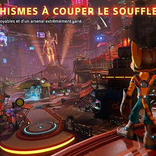 Ratchet & Clank Rift Apart sur PS5, scène de gameplay aux graphismes spectaculaires