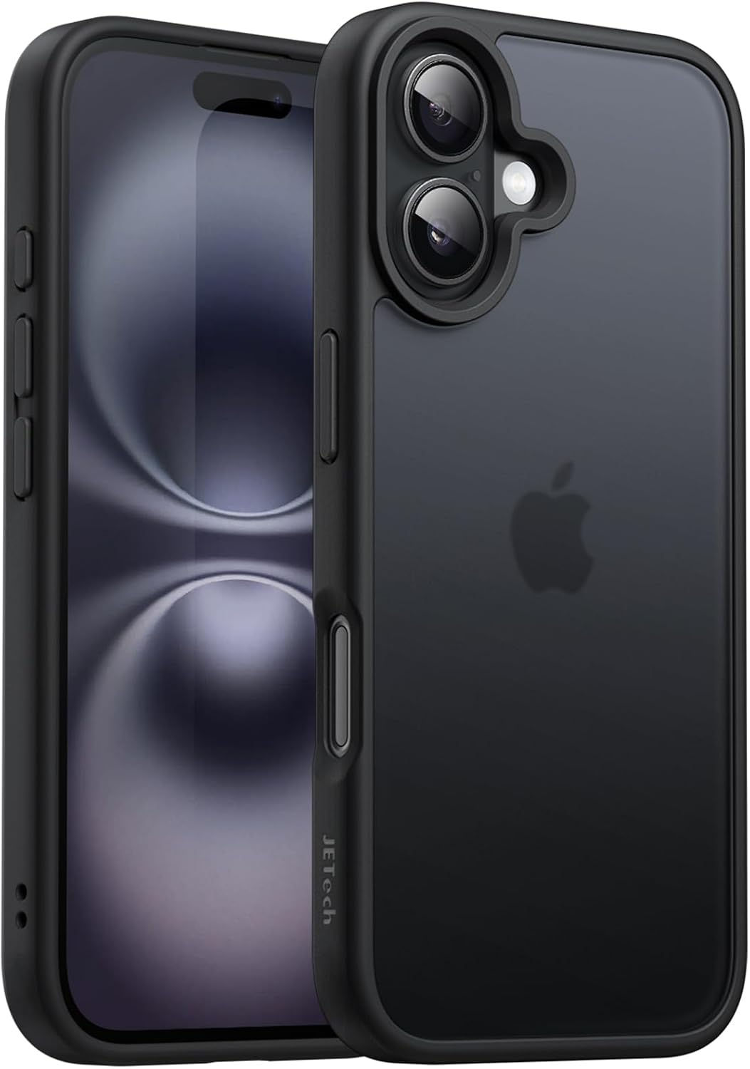 JETech Coque Mate iPhone 16 – Protection Militaire, Finition Mate Noire
