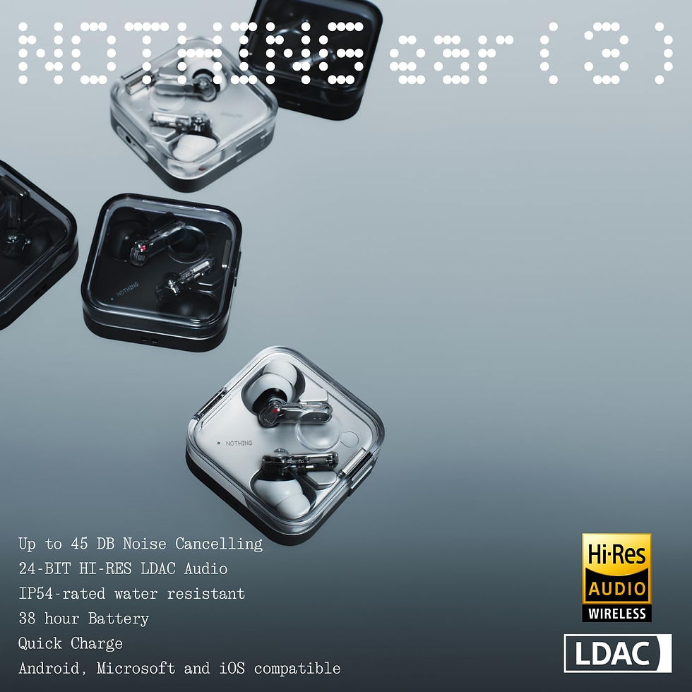 Miniature : Nothing Ear (3) Écouteurs sans Fil Intra-Auriculaires, Réduction de Bruit Ada