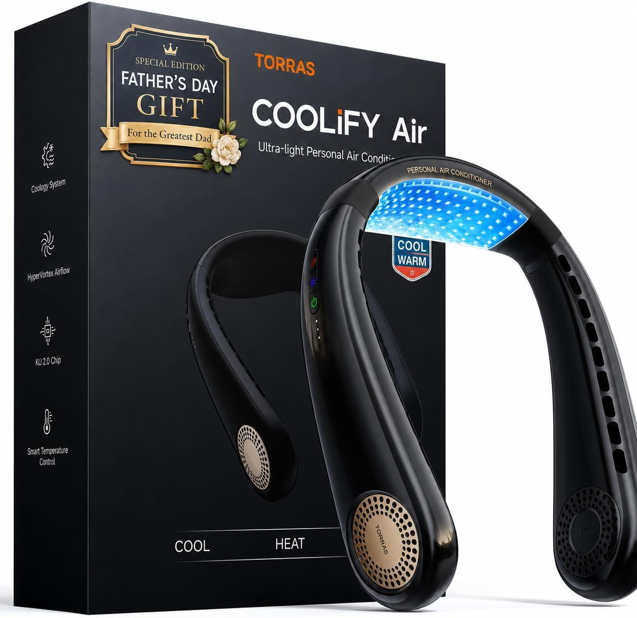 TORRAS COOLiFY Ventilateur de Cou Climatiseur, Flux d'Air 3D, Ventilateur Porta