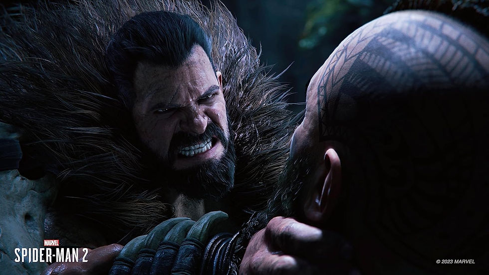 Miniature : Scène de combat intense entre Kraven le Chasseur et un personnage dans Marvel’s Spider-Man 2