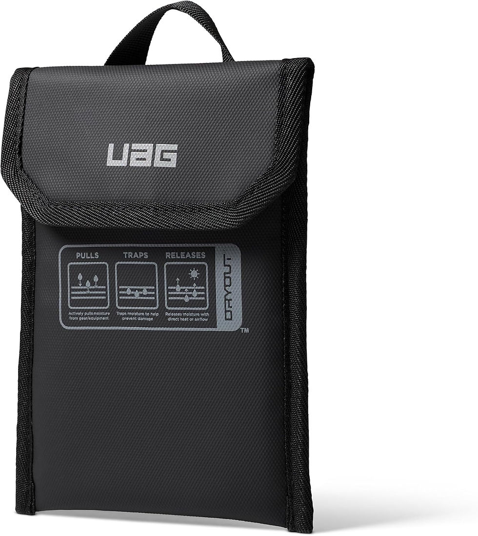 UAG x DRYOUT phone recovery pouch black pouch shown from the front