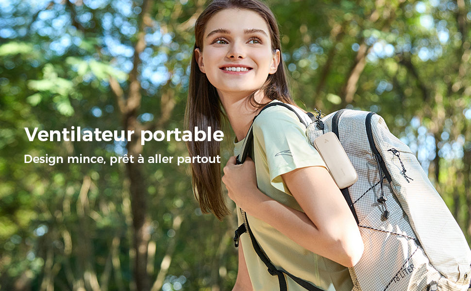 Thumbnail: Ventilateur personnel AECOOLY rechargeable idéal pour voyage bureau et transports