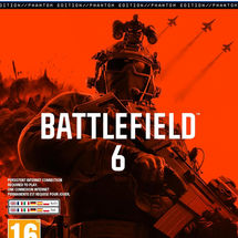 Battlefield 6 – gros plan sur soldat d’élite armé, fond rouge intense et titre officiel du jeu