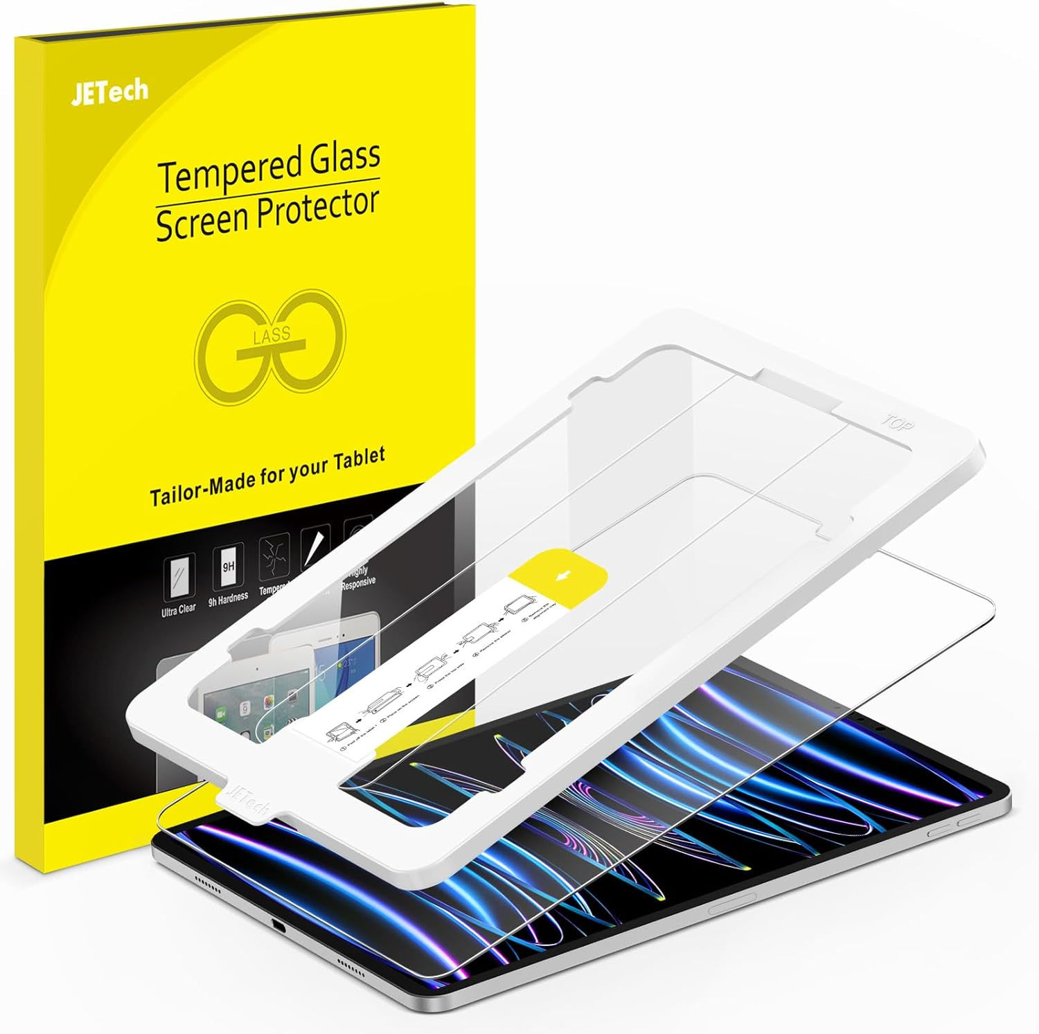 JETech Une Touche Installation Verre Trempé pour iPad Pro 11 Pouces (2022/2021