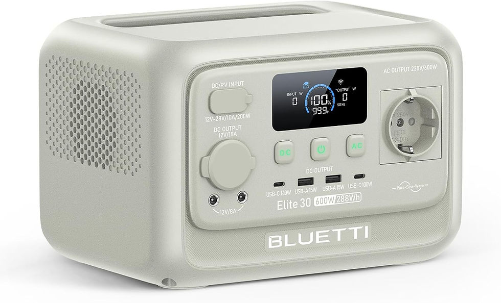 Station d’énergie portable BLUETTI Elite 30 V2 de couleur claire, vue de face