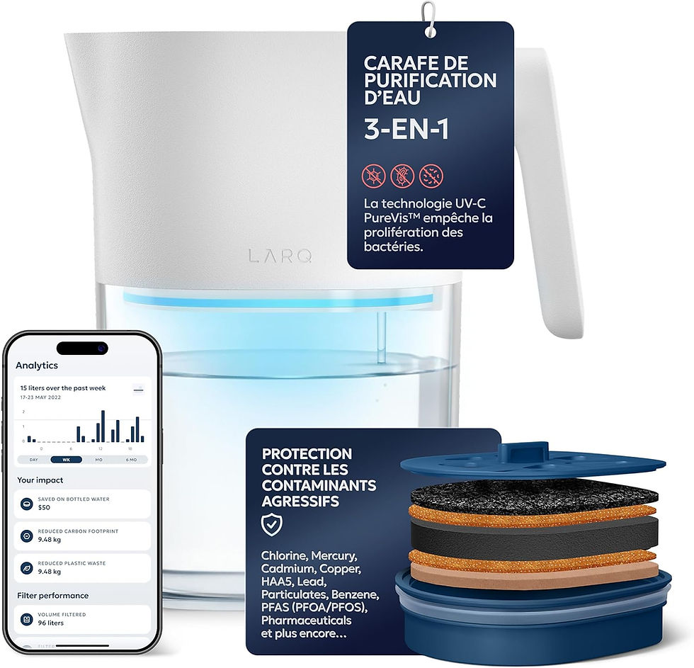 Carafe LARQ Pitcher PureVis blanche avec filtres et application mobile