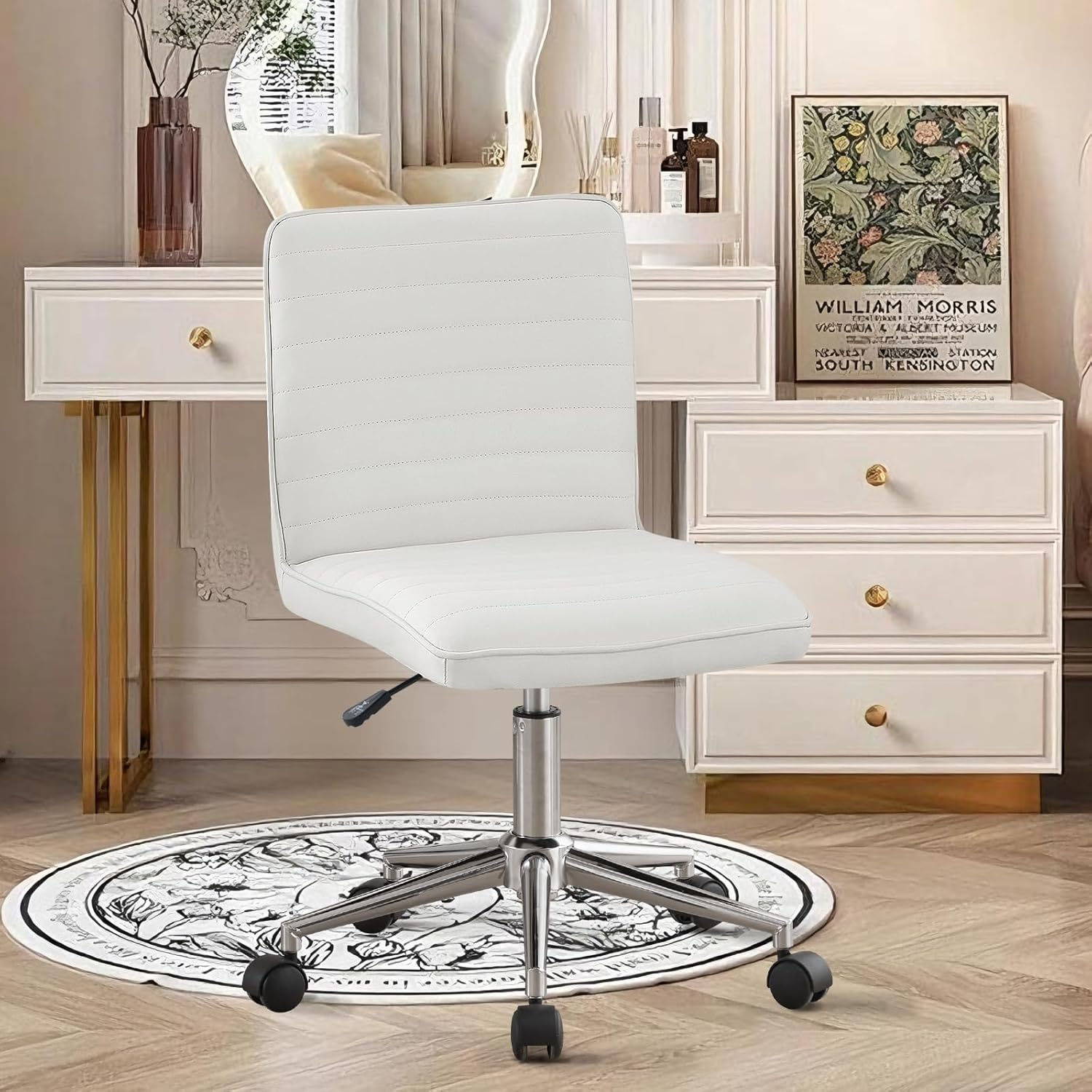 Hellove Chaise de Bureau sans Accoudoirs – Fauteuil Coiffeuse Simili Cuir