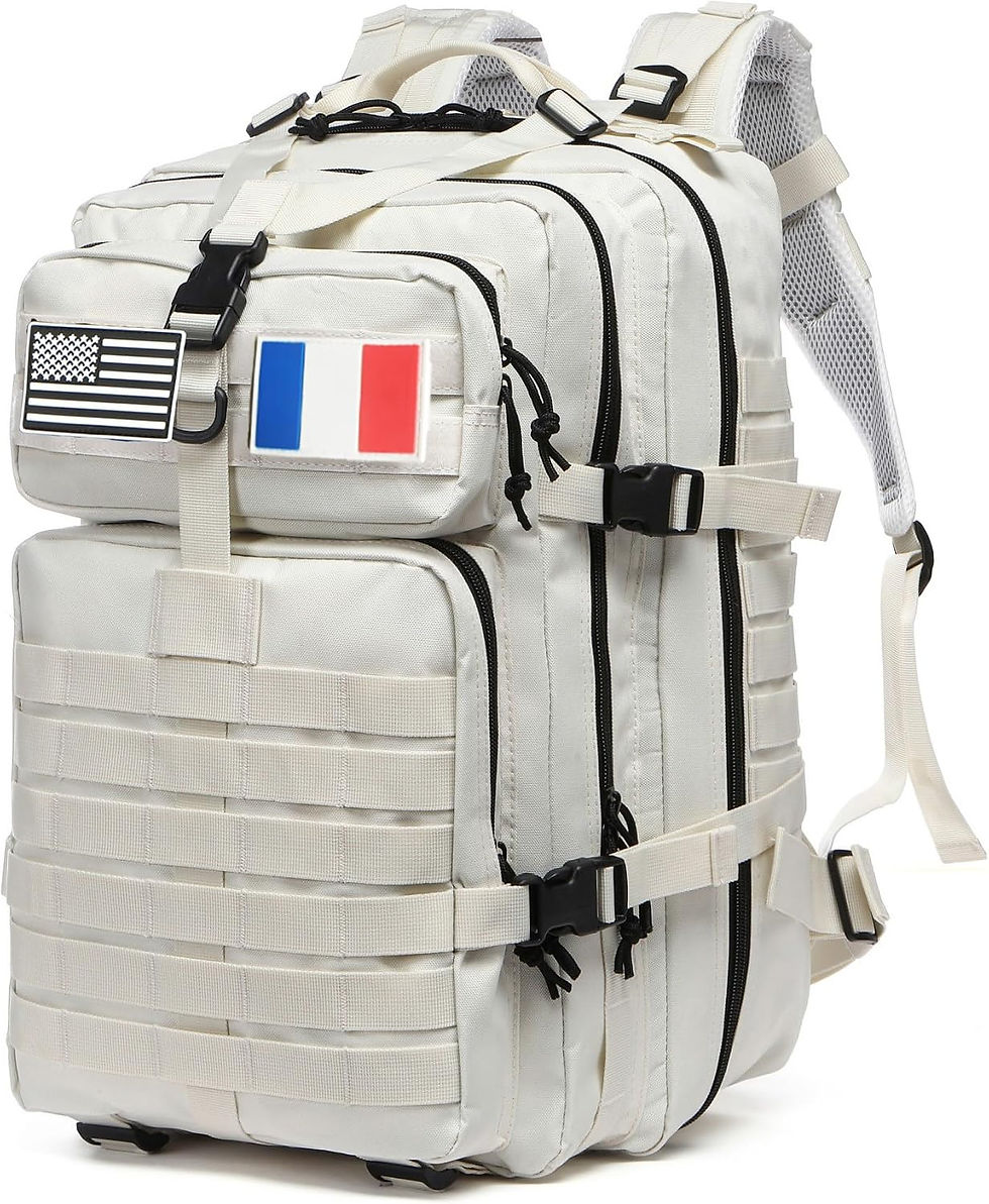 Sac à dos tactique MOLLE GUJOIN blanc avec écusson tricolore