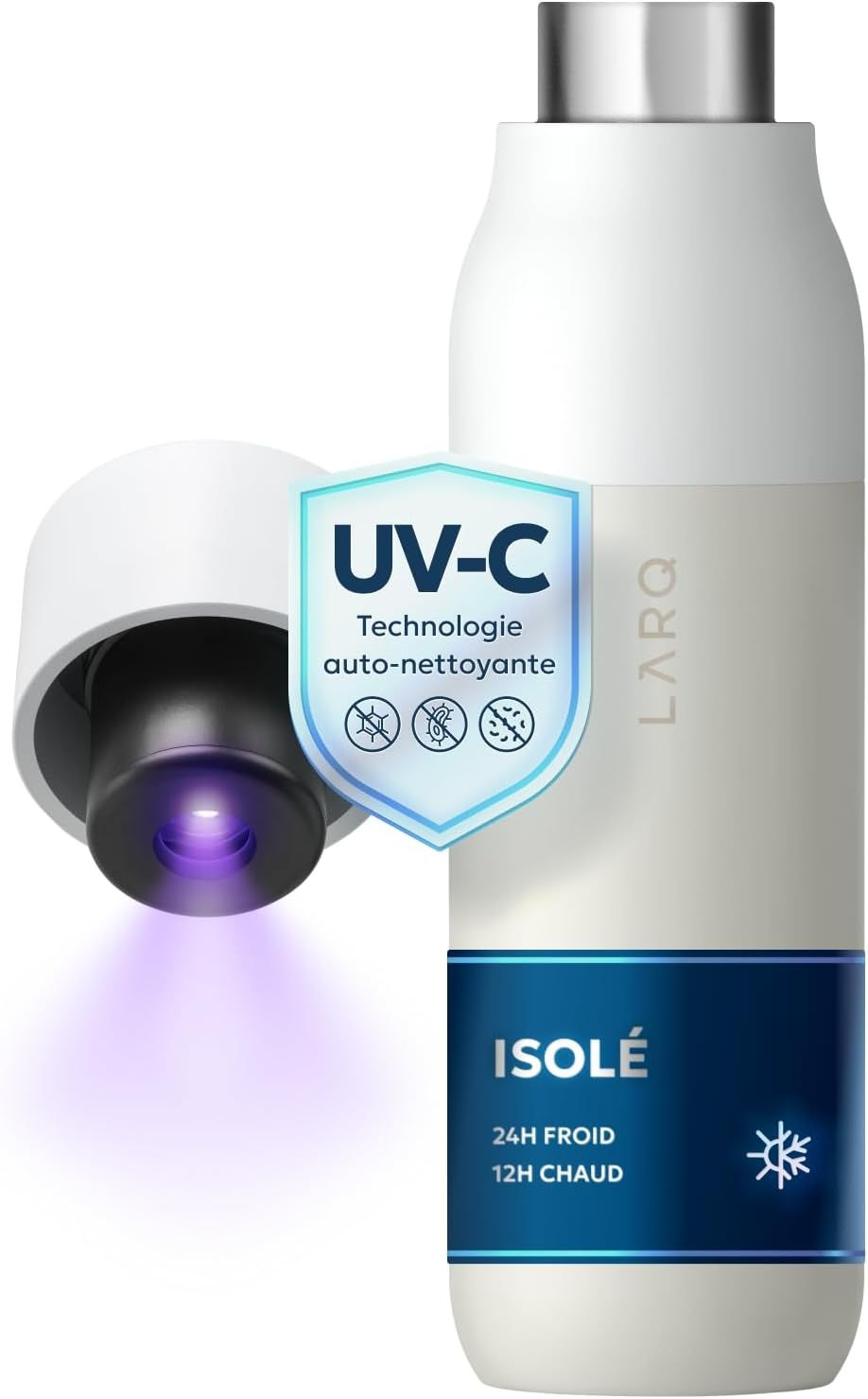 Gourde LARQ Bottle PureVis claire avec bouchon lumineux UV-C