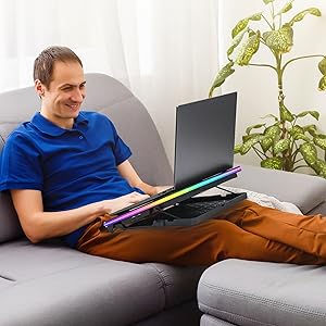 Miniature : Utilisateur confortablement installé avec base de refroidissement NK