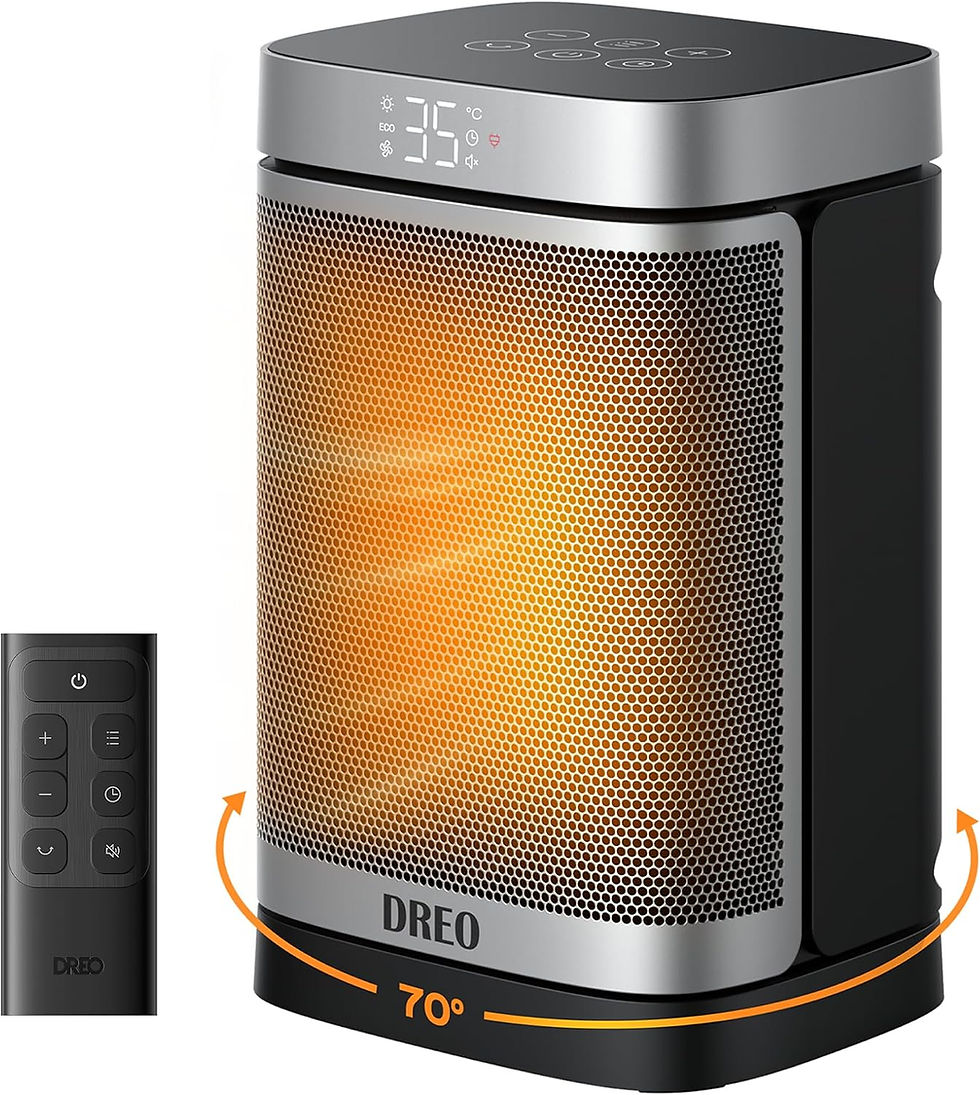 Dreo Atom One – Chauffage céramique 1 500 W oscillant 70°, argent