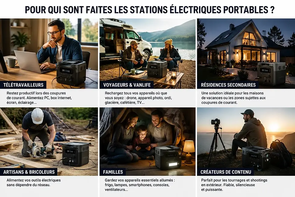 Stations électriques portables pour télétravail, voyage et maison