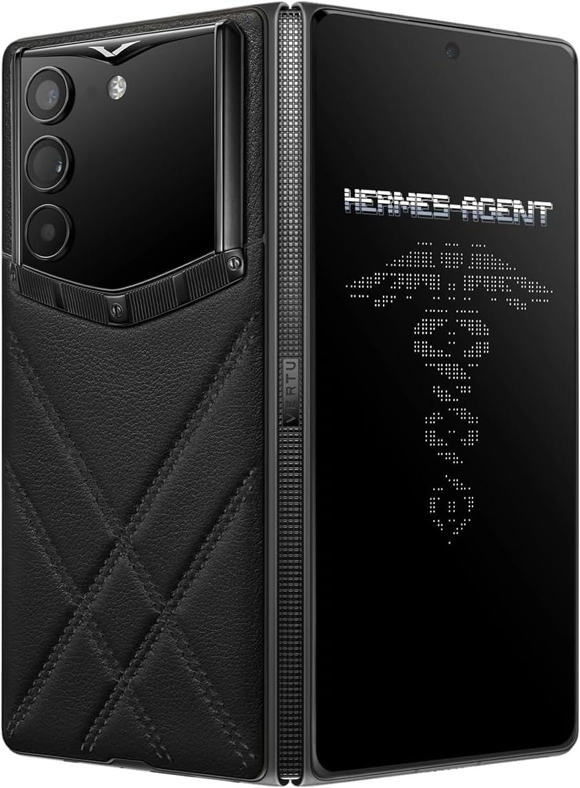 VERTU ALPHAFOLD luxury foldable AI smartphone black leather finish