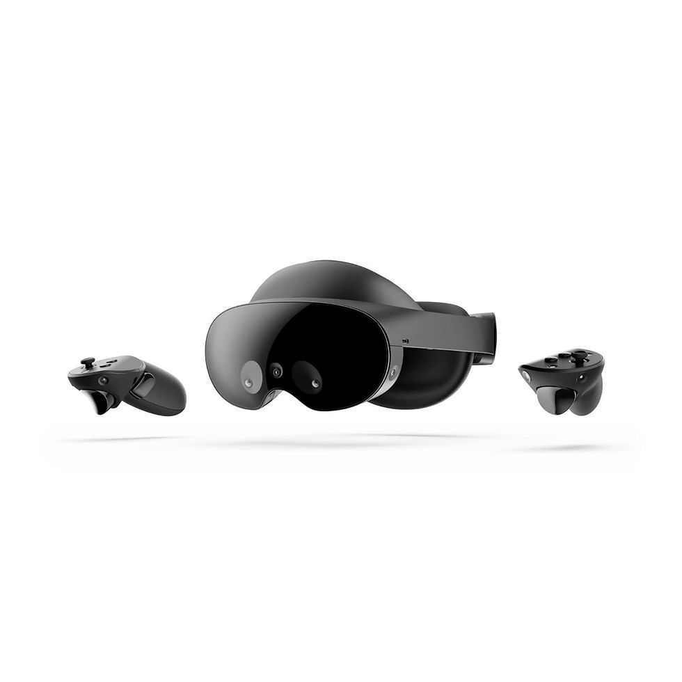Meta Quest Pro VR headset with two controllers