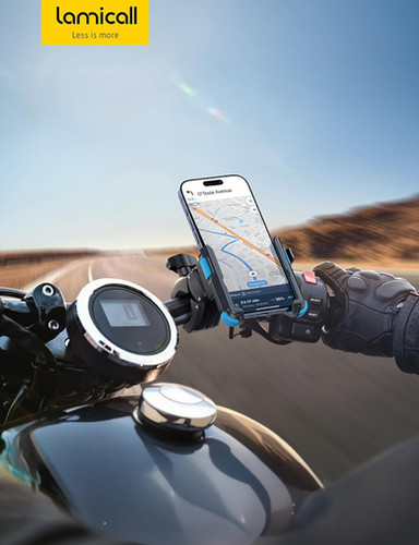 Lamicall Support Téléphone Vélo/Moto 360° – Verrou 1S, Ne Bloque Pas Caméra, IPhone 16/15/Samsung/Huawei