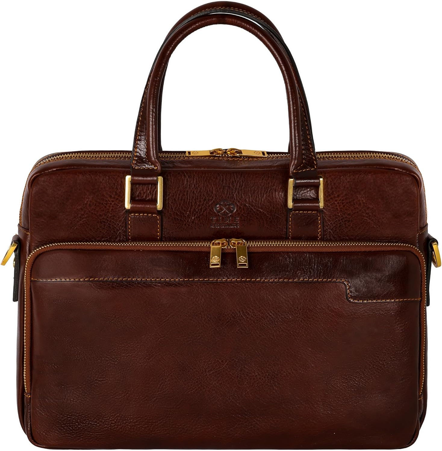 Time Resistance Porte-Documents Homme en Cuir Noir Italien Pleine Fleur Sac à 