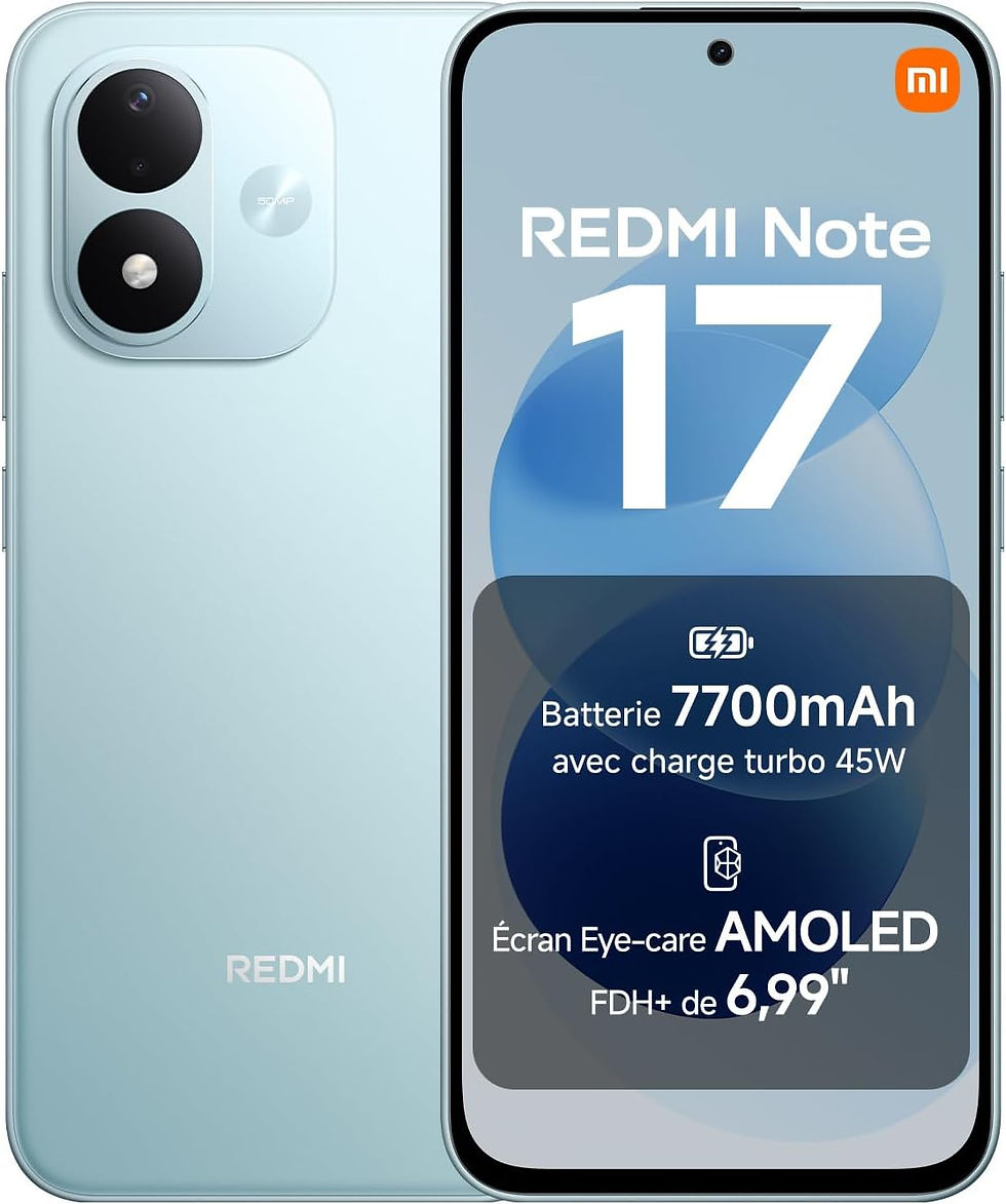 Xiaomi REDMI Note 17 Pro 5G bleu clair avec écran de présentation