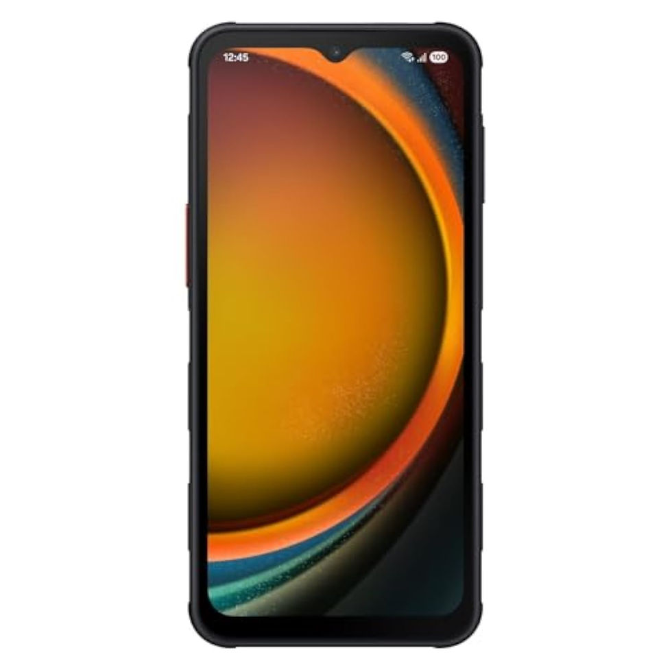 Samsung Galaxy XCover7 Pro Enterprise Edition vu de face, écran orange affiché
