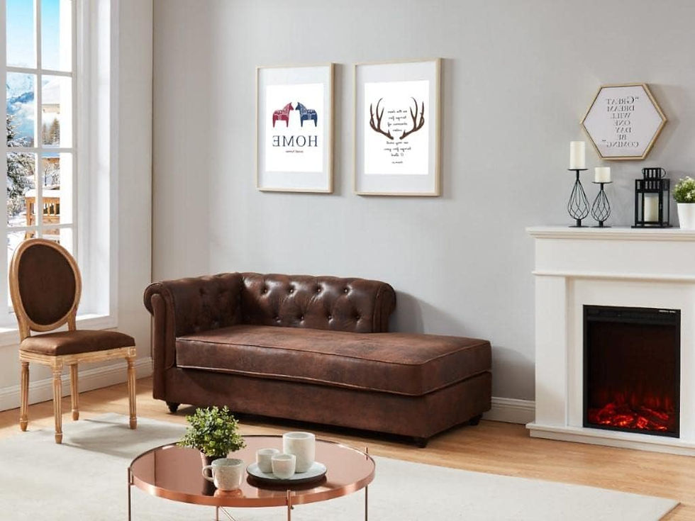 Miniature : Vente-unique - Méridienne Droite Chesterfield en Microfibre Aspect Cuir Vieill