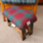 Handcrafted Harris Tweed red/green footstool made from reclaimed whisky staves