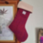 Handmade Harris Tweed® Orange & Purple Christmas stocking, blending festive cheer with Scottish tradition