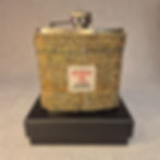 Handmade 6oz stainless steel hip flask with Harris Tweed® HB133 sleeve, presented in silk-lined gift box with funnel.