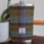 64oz stainless steel hip flask wrapped in Harris Tweed® A0231, handmade in Scotland with cotton lining