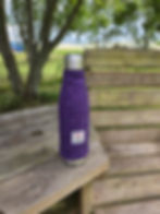 500ml stainless steel thermos with Harris Tweed® purple and black sleeve.